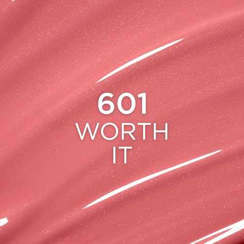 L'OREAL PARIS Plump Ambition Hyaluron Lip Oil, 24 HR Lip Gloss with Hyaluronic Acid, Volumizing Formula with Glass-Like Shine, Worth It 601, 0.16 Fl Oz